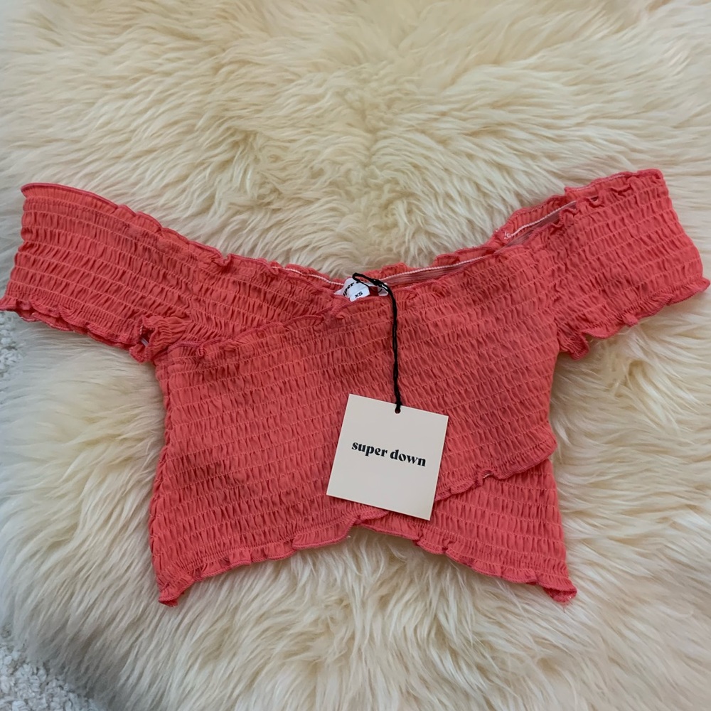 Superdown Audrina smocked crop top